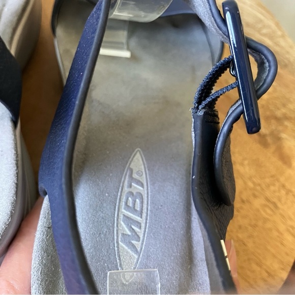MBT | Manni 2 Navy Leather Ankle Strap Dress Orthotic Rocker Sole Sandals - Picture 4 of 8